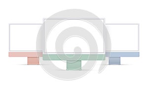 Set of Desktop PC`s Isolated on White Background